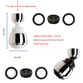 Siroflex 2505/5 W 'Duplex' 2 Aerator Aerator Shower Made in Italy, Stainless Steel, Chrome/Black, Chrome/White