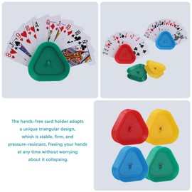 GHERPTE 1 Pack Triangle Shaped Hands-Free Playing Card Holder for Kids,Playing Card Games Holder,Adults,Poker Parties,Family Card Game Nights&Classroom Activities (4pack)