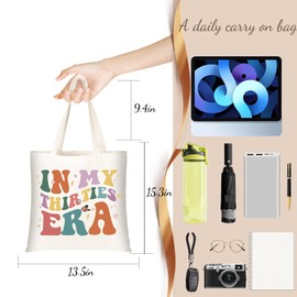 DHQH 30th Birthday Gifts for Women, 1995 Happy 30th Birthday Gifts Ideas for Mom Sister Friend Wife Aunt Daughter Coworker, Canvas Tote Bag with Makeup Bag