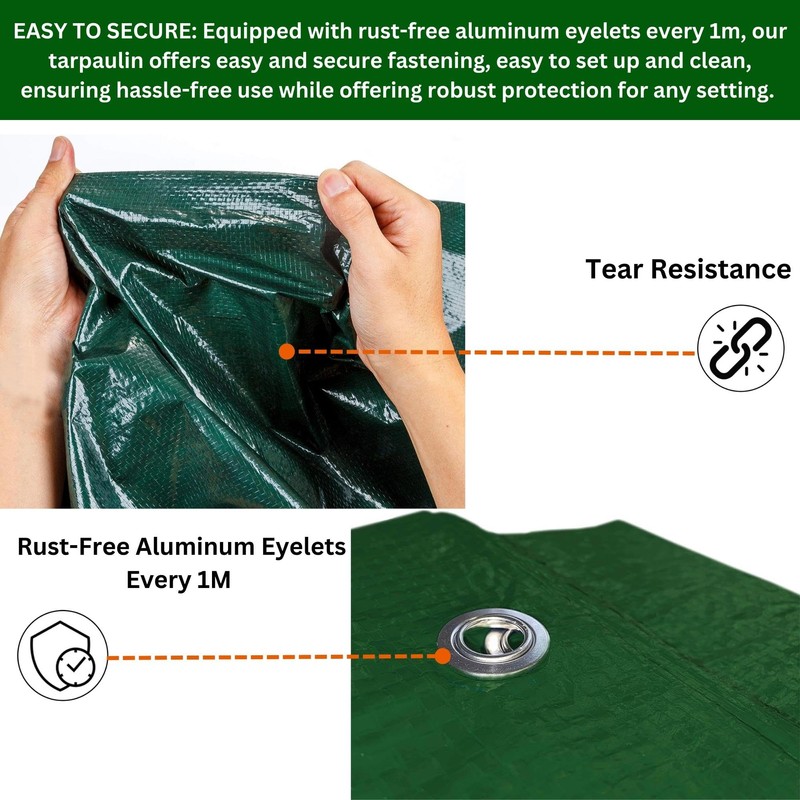 MYPURECORE Green Tarpaulin – Heavy Duty, Waterproof Cover Plastic Sheet