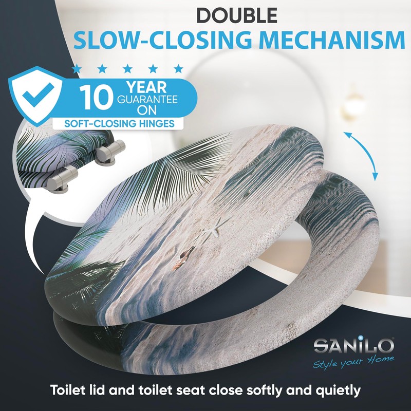 Sanilo Soft Close Toilet Seat ROUND, Quiet and Slow Close