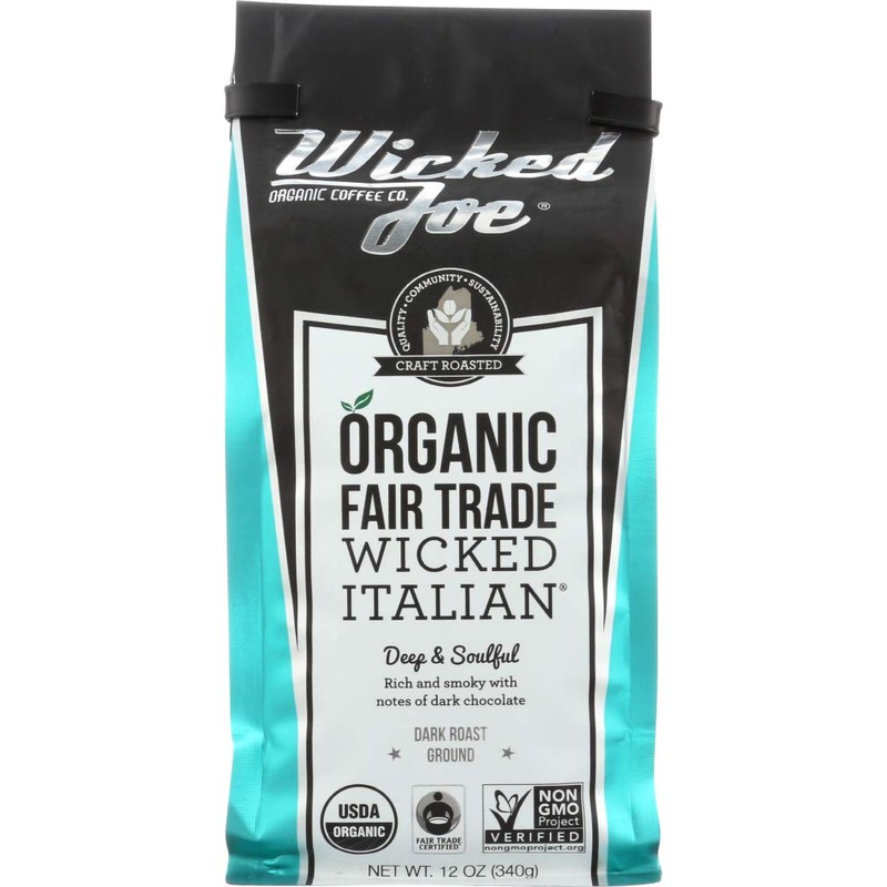 Wicked Joe Organic Coffee Wicked Italian Ground, 12 Ounce