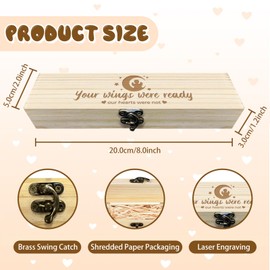 CHGCRAFT Baby Lose Keepsake Box Moon Angel Wooden Pregnancy Announcement Gifts Box with Raffia Ribbon and Lock Announcement Gifts for Dad Husband, 8x2x1.2inch