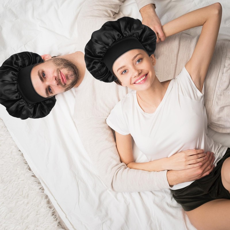 COMNICO Silk Bonnet, Satin Bonnet, Double Layer Silk Cap, Sleep