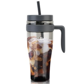 Hydraful 50 oz Tritan Plastic Tumbler with Lid and Straw and Handle - 100% Leak-Proof - Perfect for Iced Coffee, Smoothies, and Juice - Wide Mouth Reusable Water Bottle with Time Marker