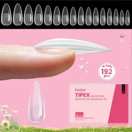 Beetles Tipex Instant Apex Nail Extension Tips Kit Almond/Coffin/Square/Oval/Stiletto/Squaoval Shape Thick Acrylic Nail Flat Nails Manicure Gel press ons Nail Art DIY Nails Art mothersdaygift:_Long Stiletto 16Sizes 512Pcs(Only Tips)