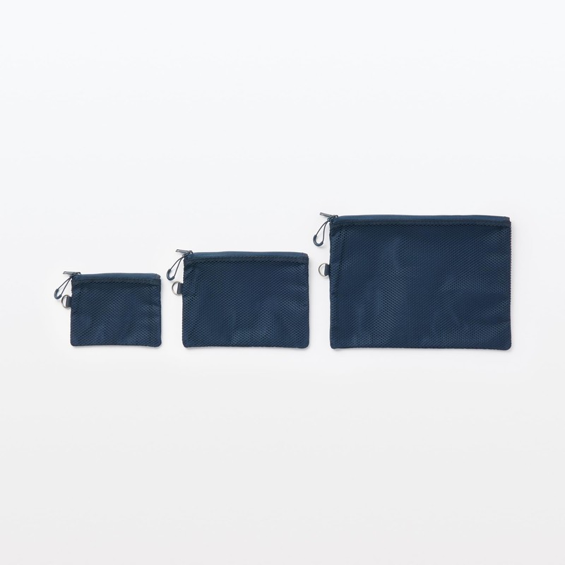 MUJI OHG87A3S Polyester Double Zipper Case Navy S