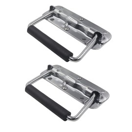 ZHjuju Folding Spring Steel Handles,2Pcs Box Handles Spring Folding Handle Stainless Steel Folding Handle Luggage Hardware for Toolbox Storage Boxes Replacement
