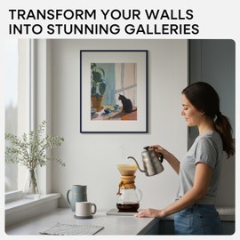 Homeforia 16x20 Navy Blue Picture Frame, High End Metal 16x20 Poster Frames with Mat 11x14 inch Photo, 16 x 20 Navy Blue Frame Matted to 11 by 14 Print, 20x16 Frame, Tempered Glass, Wall Kit, Set of 1