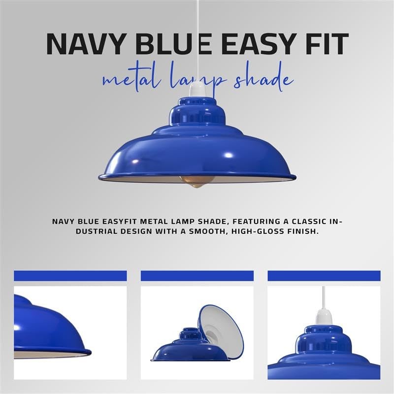 DCVOLTAGE Retro Ceiling Pendant Lamp Shade Navy Blue Metal 32