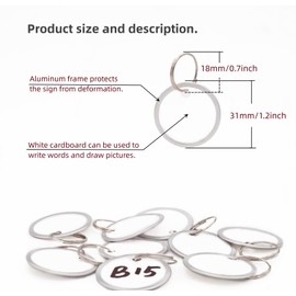 NanTun Metal Rim Key Tags with Split Rings, Blank Round Rimmed Key Tags Identifiers with Ring, Key label Tags for Luggage, Kids Backpack, Pets - White Paper Tags 50Pcs