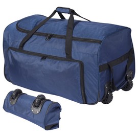 REDCAMP 85L/120L/140L Foldable Duffle Bag with Wheels, Large Travel Duffel Bag, 120l Blue, L