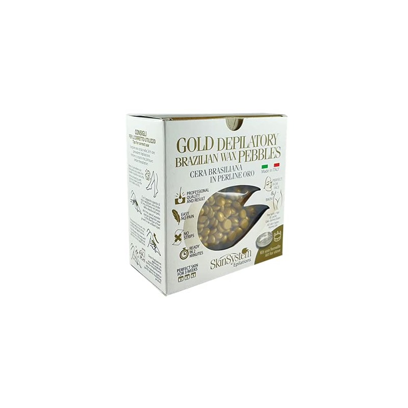 Skin System Kit Use of Gold Depilatory Brazilian Wax Pebbles