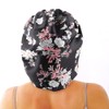 Satin Bonnet, Black Flowers, X-Large