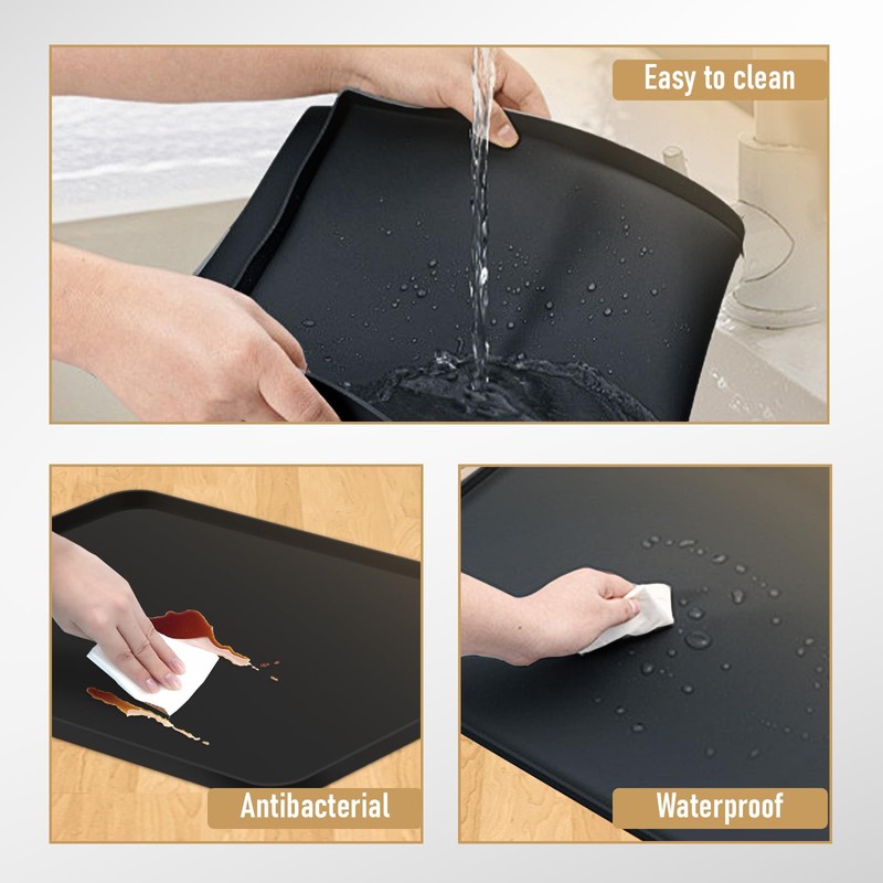24x16x0.8 Inch Waterproof Water Cooler Mat with Raised Edge -