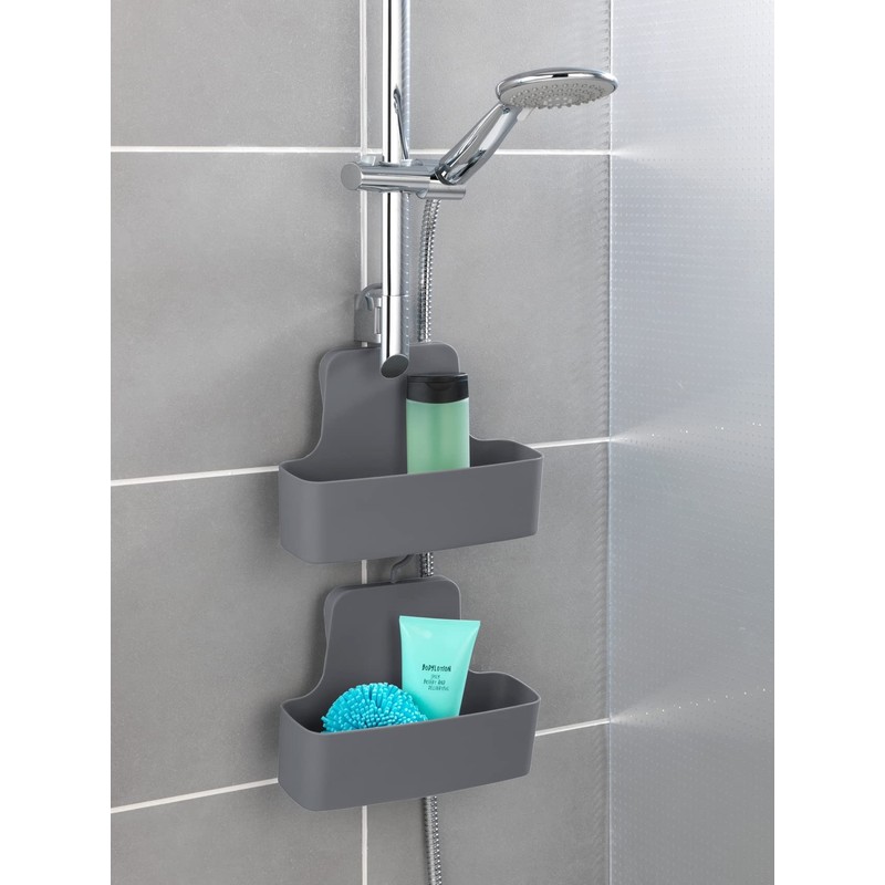 WENKO Barcelona Shower Caddy with Shelf, Moveable Hook, Hanging on
