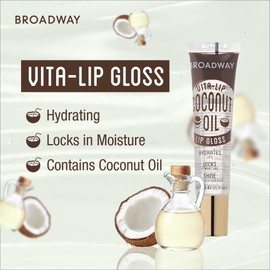Ruby Kisses Broadway Vita-Lip Clear Lip Gloss (Coconut Oil 6 Pack), Ultra-Hydrating & Soothing Formula with Vitamin Oils, High-Shine Non-Sticky Finish, Healing Glossy Lip Balm Locks in Moisture