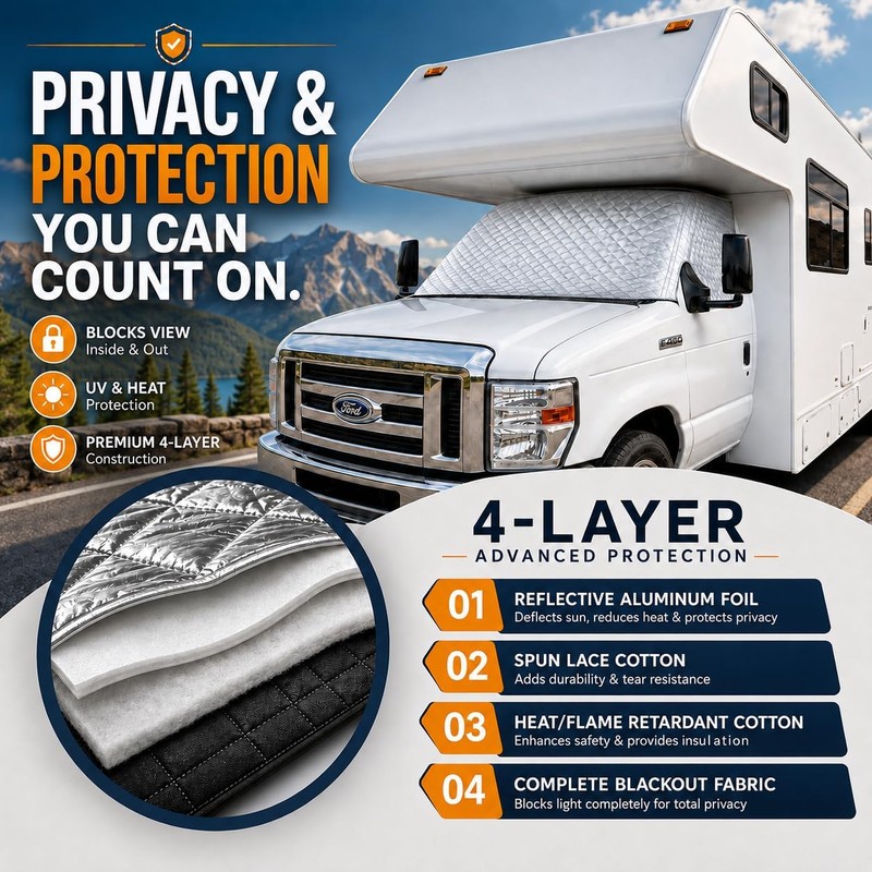 LATCH.IT RV Front Windshield Cover Class C | Front Motorhome,