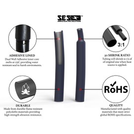 27 PC Large Diameter Dual Wall Adhesive Heat Shrink Kit - 3:1 Shrink Ratio - Black/Red