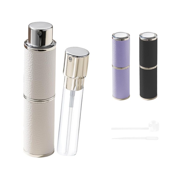 Cryslora Parfümzerstäuber, Rotationspresse Leder Nachfüllbare Parfümflasche, High-End-tragbare Spenderflasche für Geschenk