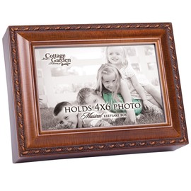 Cottage Garden Personalize with Photo Woodgrain Rope Trim Jewelry Music Box Plays You are My Sunshine