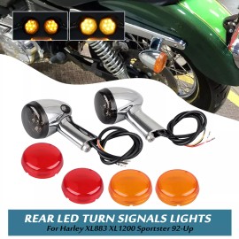 Unbranded Chrome Rear LED Turn Signals Amber Light For Harley Sportster XLH883 Seventy Two