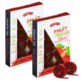 Fruit Roll Ups Healthy Snacks for Kids and Adults Vegan non-GMO no Added Sugar Natural Strawberry Fruit Strips for School and Lunch [16 Count]