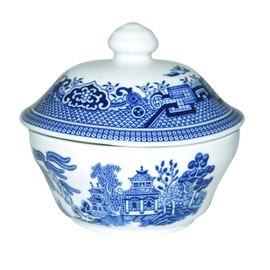 Churchill Fine China Earthenware Covered Sugar Bowl 5.5" Blue Willow