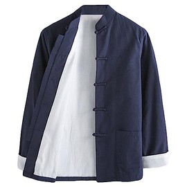 G-LIKE Chinese Martial Arts Men's Jacket - Traditional Uniform Outerwear for Martial Arts Kung Fu Tai Chi Wushu Men Women Costume Tang Style Long Sleeve Clothing - Cotton, darkblue
