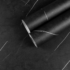 CHIHUT Black Marble Contact Paper Matte Marble Peel and Stick Wallpaper Waterproof Kitchen Countertop Contact Paper 30"x118" Removable Vinyl Film Countertop Stick Paper for Bathroom Table Desk Covers