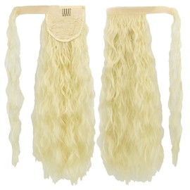 IMISSU Long Kinky Curly Wrap Around Ponytail Hair Extensions Clip in Ponytail Hairpiece (613 Blonde)