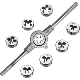 KEWAYO 8-Piece Metric Die Set, Carrying Steel Hand Screw Thread Cutting Set, Wrench Tools with M3-M12 for Thread Processing, Manual Thread