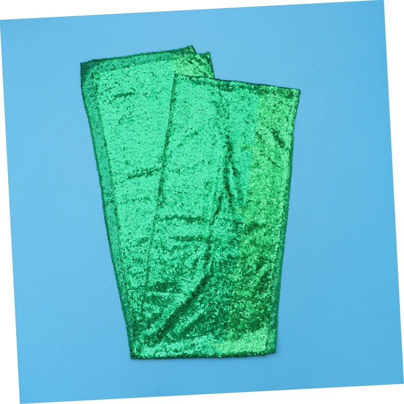 Mikinona Elegant Green Sequin Table Runner Lightweight Party Tablecloth for