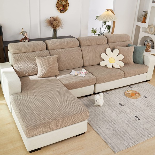 ele ELEOPTION Couch Back Cushion Covers Elastic L Shape Sectional
