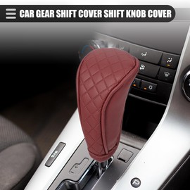 Motoforti Universal Car Manual Gear Shift Cover with Zipper Shift Knob Cover Gear Stick Cover Shift Gear Cover, Fashionable, Faux Leather, Wine Red
