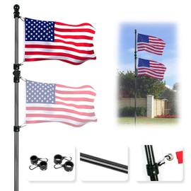 HIBLE 16 Foot Flag Pole Heavy Duty, 1.5 Inch Strong Carbon Fiber Flag Pole in Ground, Telescoping Outdoor Flag Pole with 2 Pairs Rotating Spinners (No Bracket and Flag)