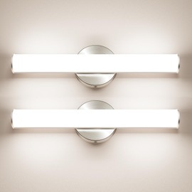 OOWOLF 2 Pack LED Vanity Light Bar for Bathroom, Dimmable Bathroom Light Fixtures 17.3inch 12W 1200LM Over Mirror Lighting Fixture Wall Sconce Modern Vanity Lighting 4000K Brushed Nickel