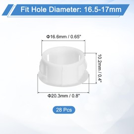 sourcing map 28Pcs 17mm(11/16") Nylon Hole Plugs, Flush Type Panel Round Snap in Fastener Knockout Locking Plugs for Furniture Insert End Caps Panels, White