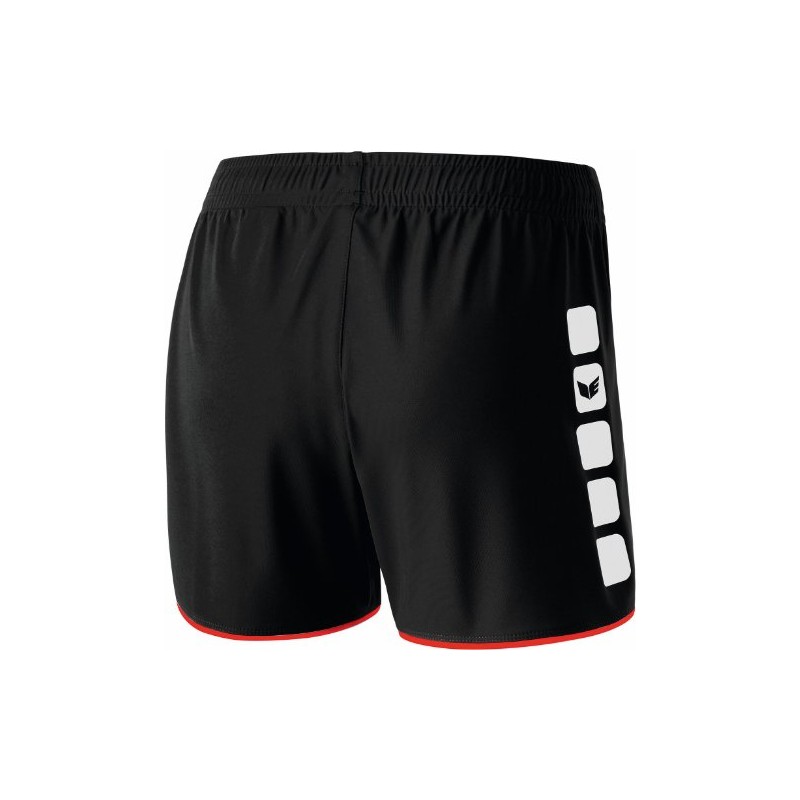 erima Damen Shorts 5-Cubes ohne Innenslip, Schwarz/Rot, 40, 615409