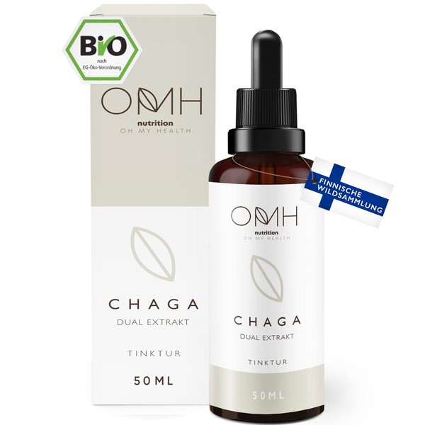 Chaga Mushroom Extract Tincture Organic 50 ml Drops Sustainable Wild Collection from Finland High Dose