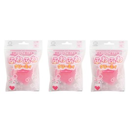 Kokubo Facial Cleansing Net, Fine Foaming with Sponge, Heart Sponge Facial Cleansing Net, 3 Pieces