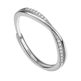 925 Sterling Rings for Women Adjustable Sterling Silver Bands with Cubic Zirconia Wedding Rings Thumb Ring Perfect for Women Weddings, Engagements,Anniversary and Promises Finger Ring (Silver)
