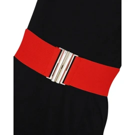 Ro Rox Florence Vintage Belt | Elasticated Belt For Women | Retro Wide Belt | Nurse 50's Style Belt | Belt With Stretch | Ladies Belts For Dresses With Silver Buckle, Red, M