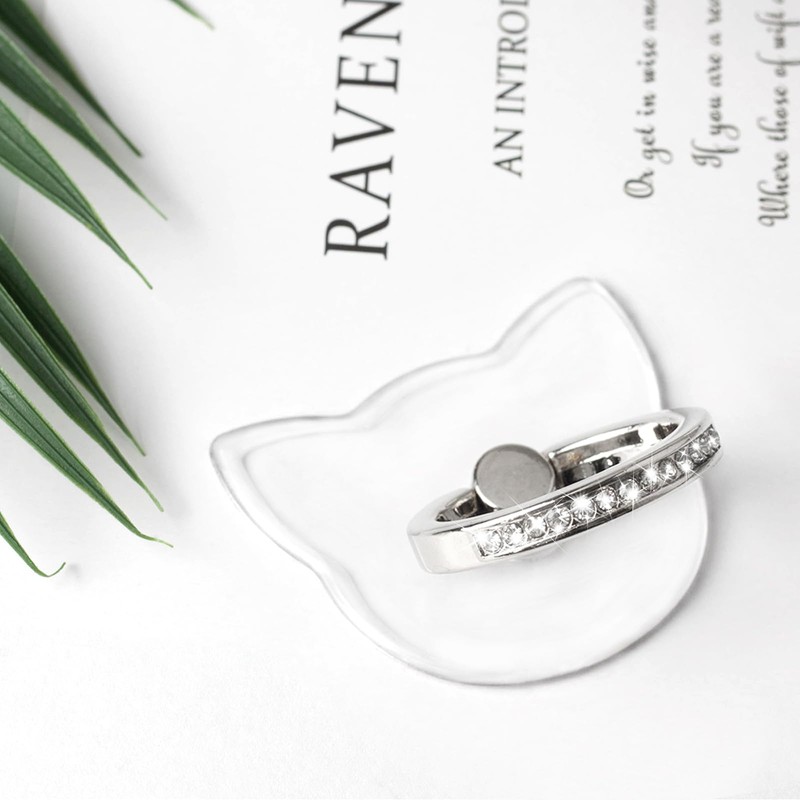 [2 Pack] Transparent Diamond Setting Cell Phone Ring Holder Stand,360
