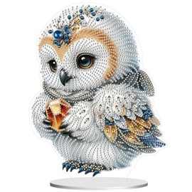 DISDADA DIY 5D Diamond Painting Owl Stand, Diamond Painting Table Decoration Art Set, for Beginners, Home Gift, Family Decoration Gift (Owl)