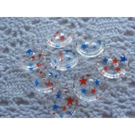 Vintage Button lot Novelty JHB 5/8 Red Blue Stars Clear 1999 Salesman Sample NOS