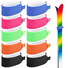 10 PCS Ski Straps Ski Fastener Straps with EVA Padding Adjustable Ski Wraps Ties with Protective Design for Winter Christmas Skiing Accessories, 18.7×2 inches
