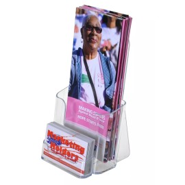 Marketing Holders Clear Tri Fold Brochure Holder with Business Card Acrylic Display Qty 12
