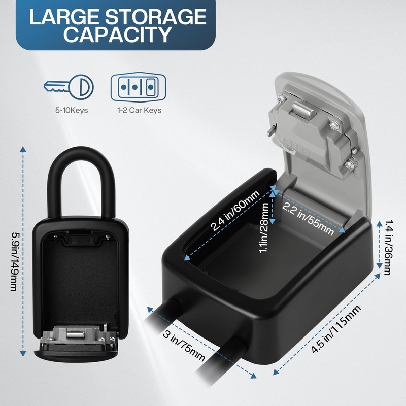 NBYT Portable Combination Lock Key Box House Key Hide Key