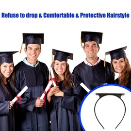 BELSITA Graduation Cap Headband, Black, Simple And Practical Hairband for Graduation Cap (4PCS)